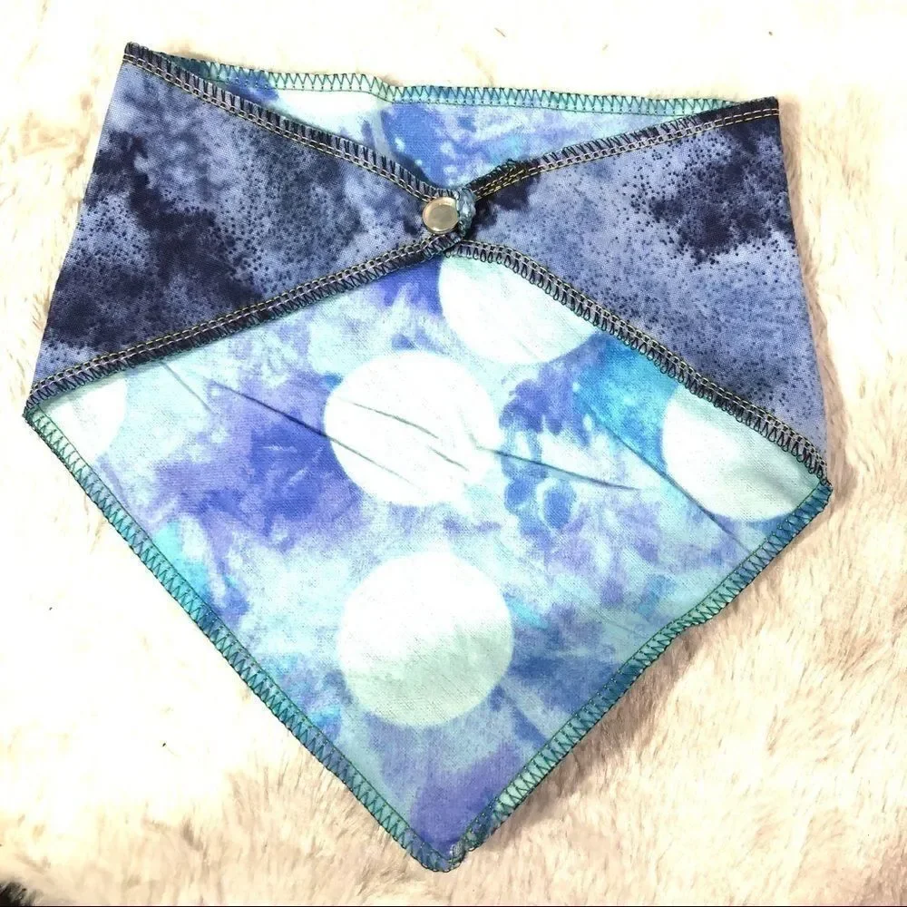 Pet bandana scarf dog tie & snap NEW blue tie dye